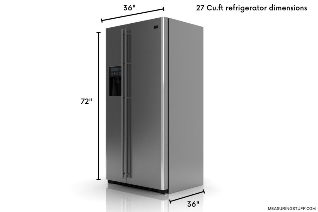 27 cubic foot refrigerator dimensions diagram