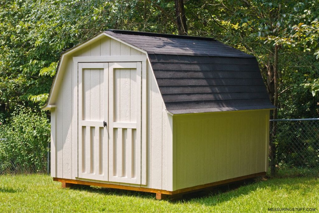 outdoor wooden shed with double doors