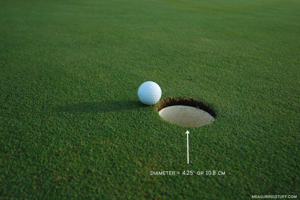 golf ball and golf hole diameter