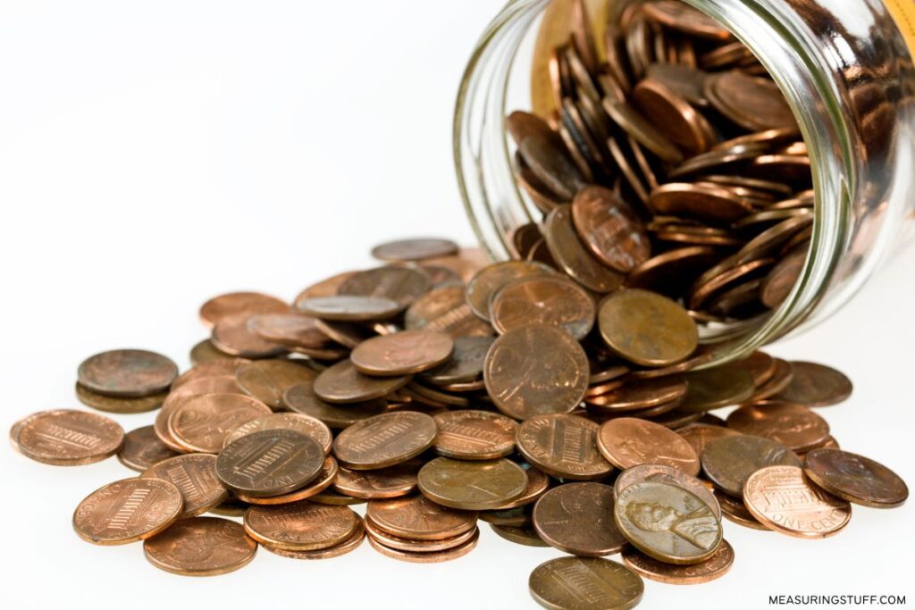 tipped over jar of pennies