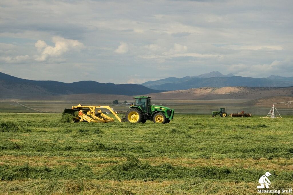 large farmers field with a tractor