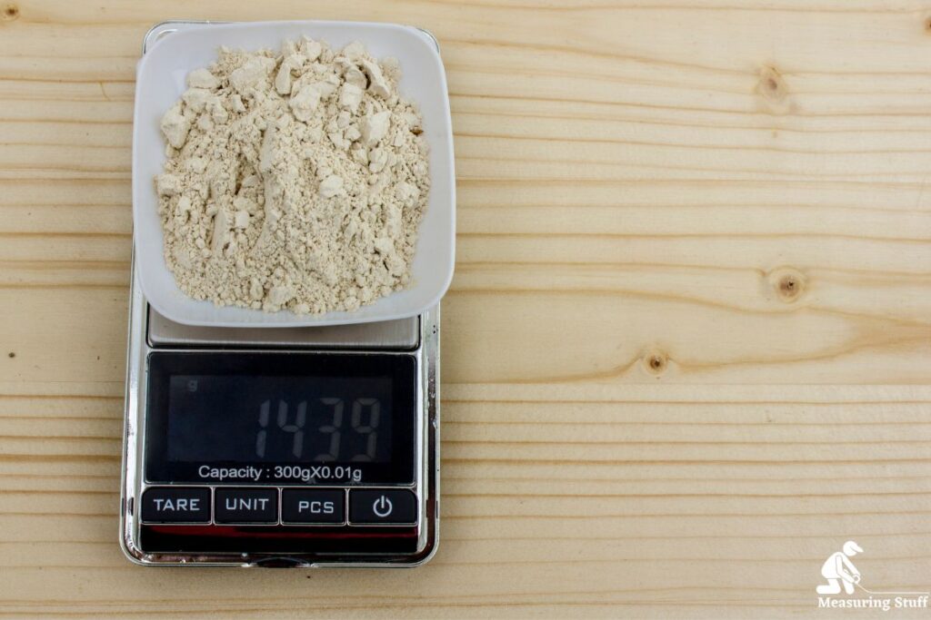 digital scale weighing flour