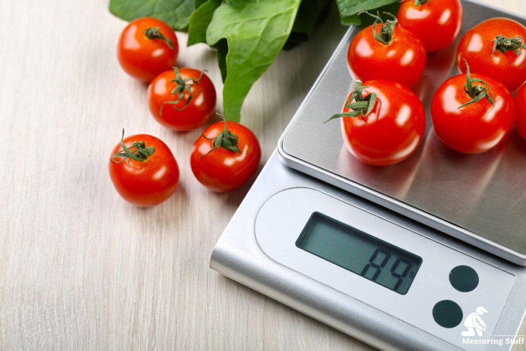tomatoes on a digital scale