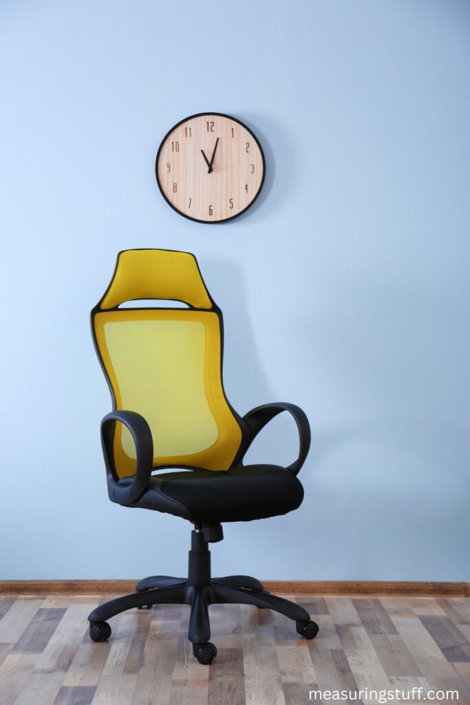 office chair under a wall clock